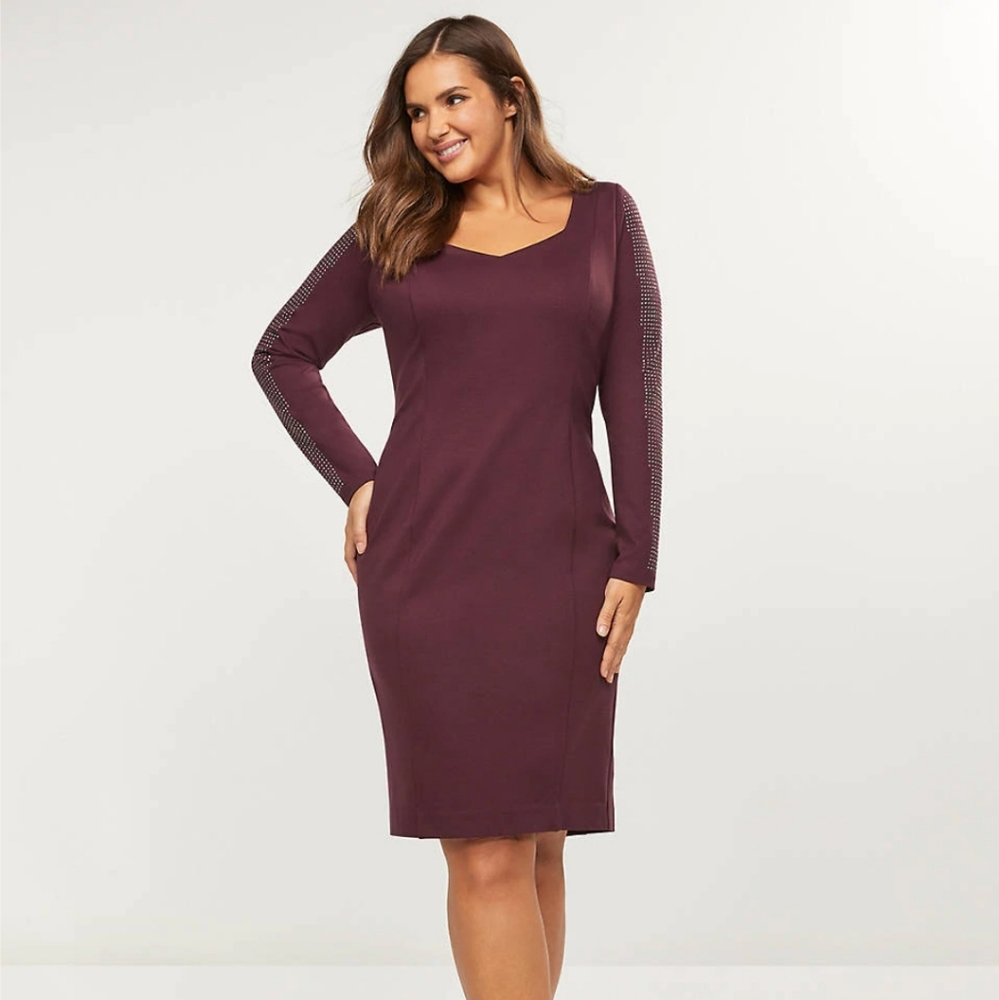 Lane Bryant Berry Ponte Sheath Dress Sz 22…